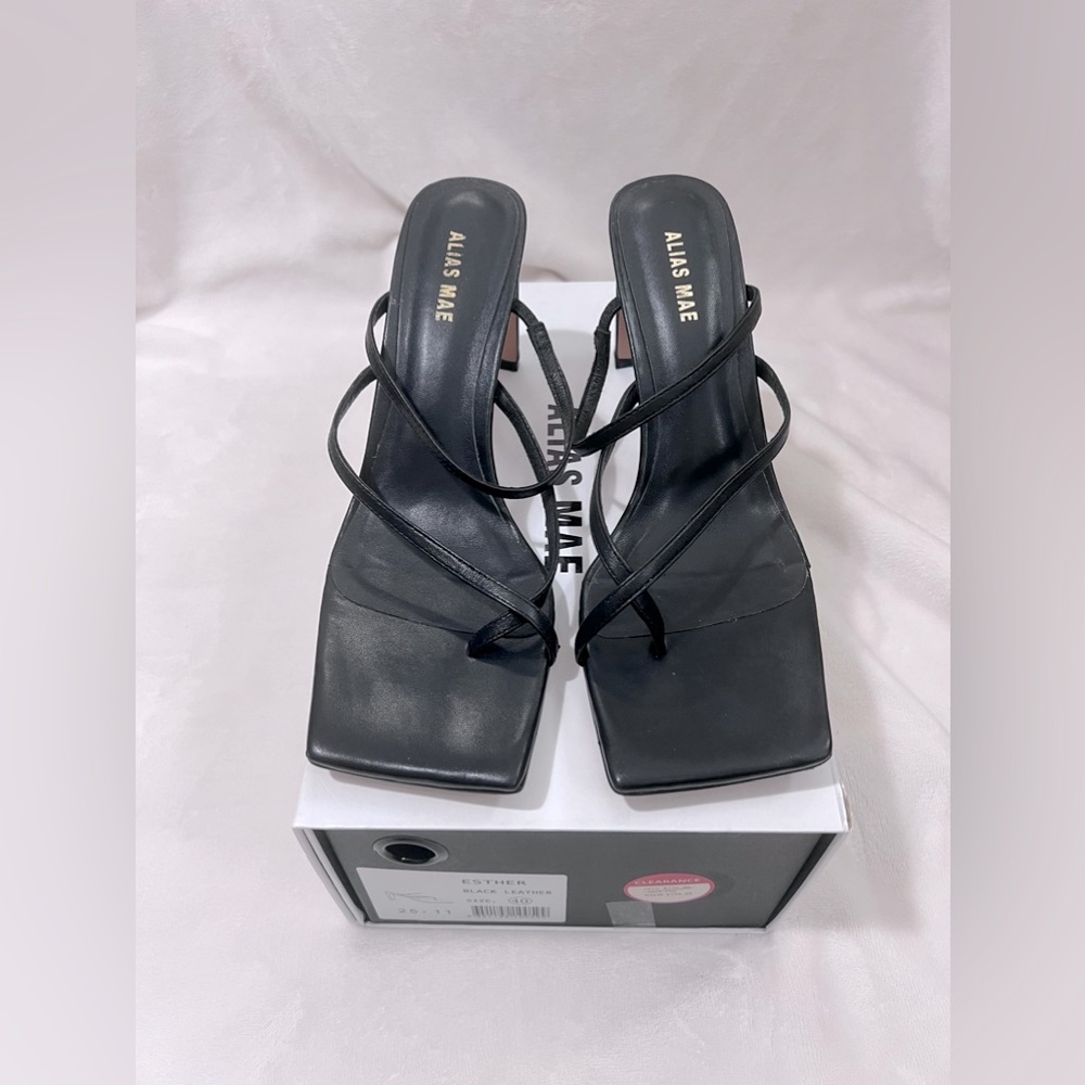 Modern, minimalist, black leather Alias Mae Esther heels